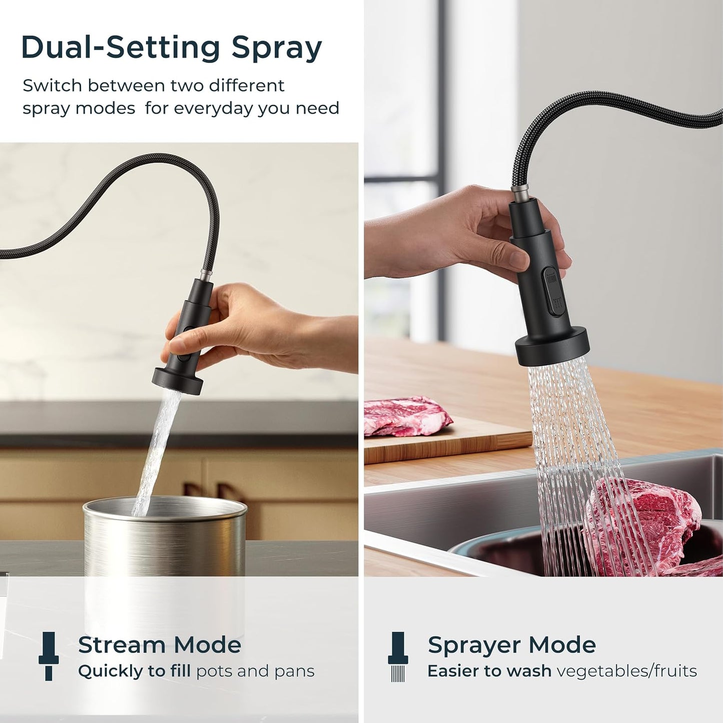 Touchless Kitchen Faucet with Soap Dispenser, Matte Black | Single Handle Stainless Steel, Smart Hands-Free Sink Faucet with Pull Down Sprayer for Camper Rv Bar, Motion Sensor Activated