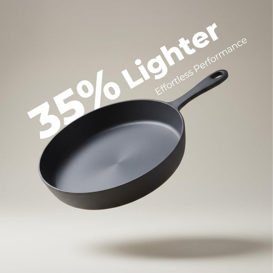 12 Inch Smooth Cast Iron Skillet - Naturally Non-Stick, Pre-Seasoned Frying Pan, Smooth Finish for Grilling, Frying, Sauteing, Searing, Baking - Use on Oven, Stove, Grill, or Campfire
