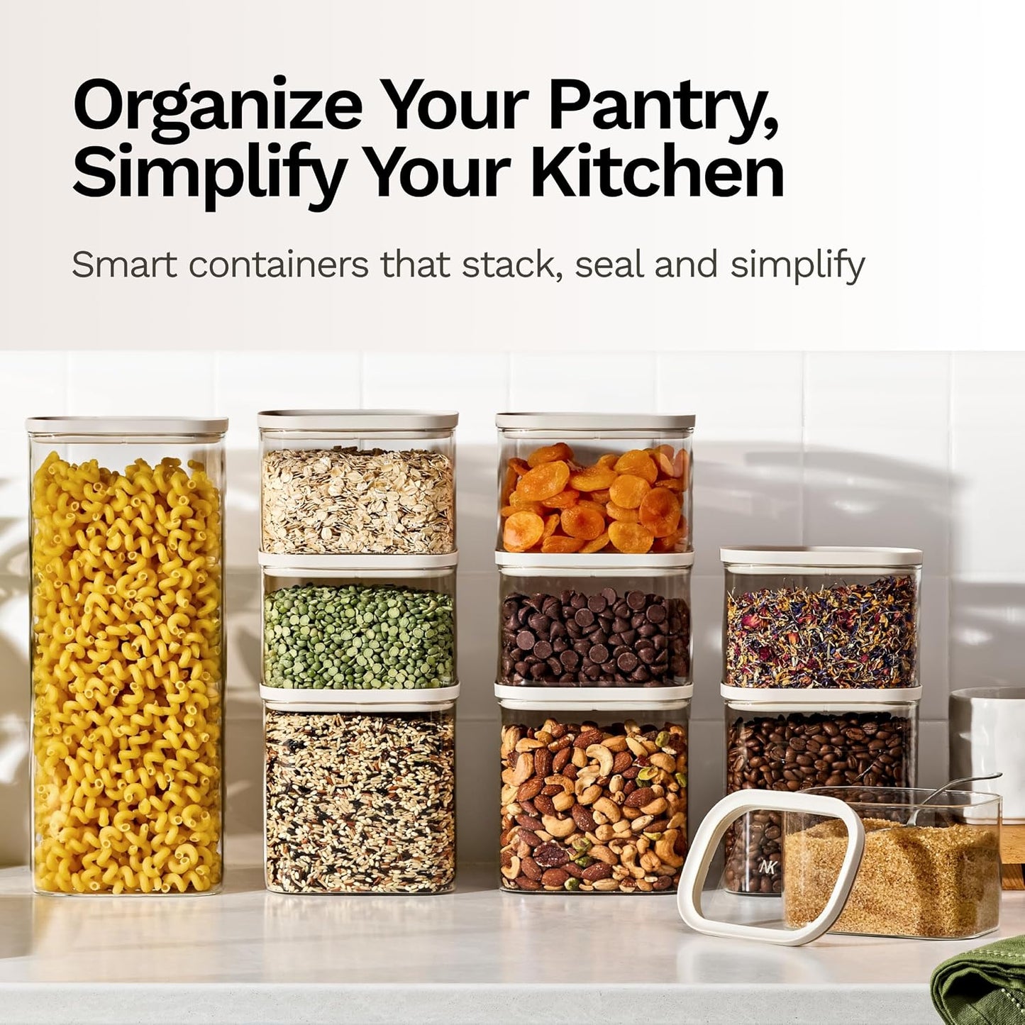 20-Piece Food Storage Containers with Lids – Stackable BPA-Free Borosilicate Glass Pantry Storage Containers with Leak-Resistant Airtight Seal for Kitchen & Pantry Organization