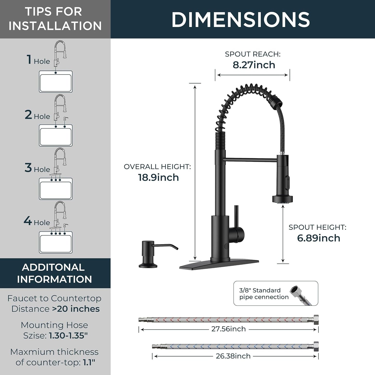 Touchless Kitchen Faucet with Soap Dispenser, Matte Black | Single Handle Stainless Steel, Smart Hands-Free Sink Faucet with Pull Down Sprayer for Camper Rv Bar, Motion Sensor Activated