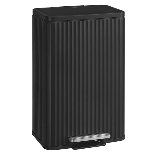 Trash Can, 13 Gallon (50 L) Garbage Can for Kitchen, with Lid, Pedal, and Removable Inner Bucket, Soft Close, Stainless Steel