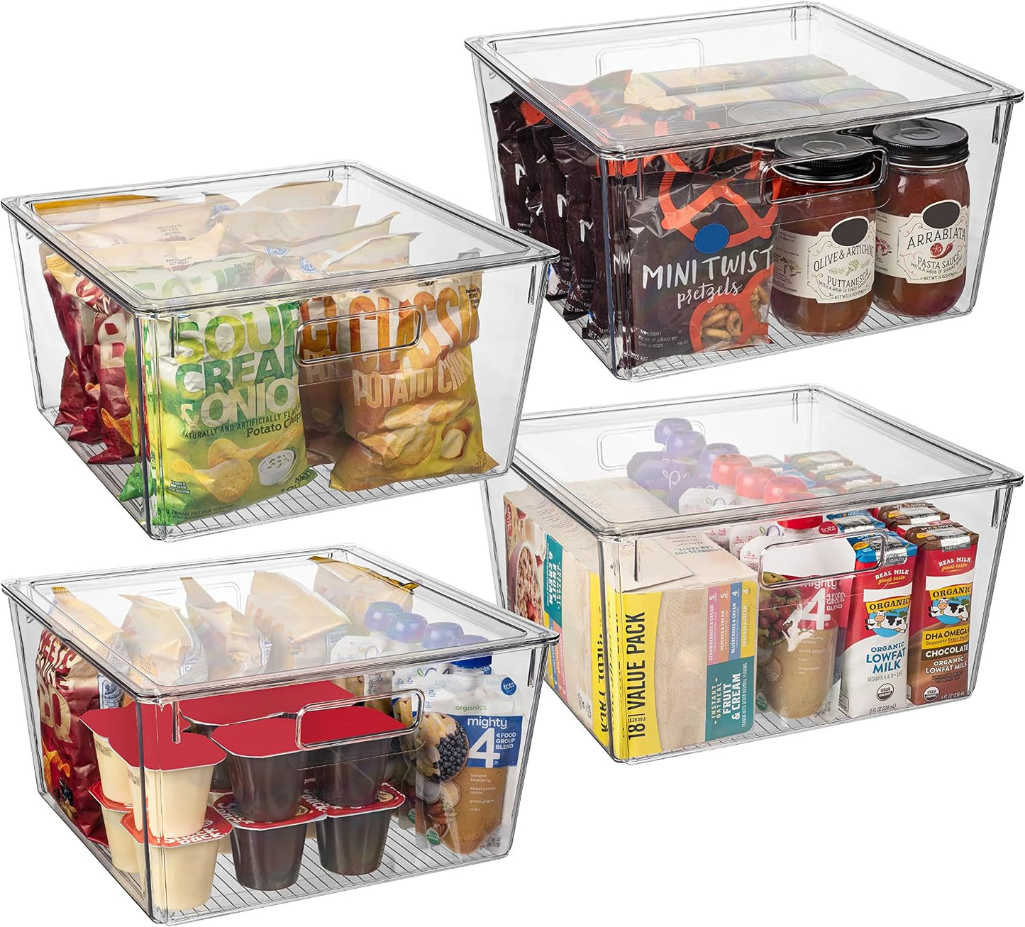 Plastic Storage Bins with Lids XL – Perfect Kitchen Organization or Pantry Storage – Fridge Organizer, Pantry Organization and Storage Bins, Cabinet Organizers