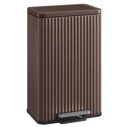 Trash Can, 13 Gallon (50 L) Garbage Can for Kitchen, with Lid, Pedal, and Removable Inner Bucket, Soft Close, Stainless Steel