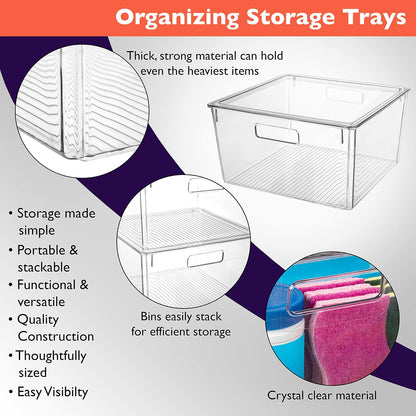 Plastic Storage Bins with Lids XL – Perfect Kitchen Organization or Pantry Storage – Fridge Organizer, Pantry Organization and Storage Bins, Cabinet Organizers