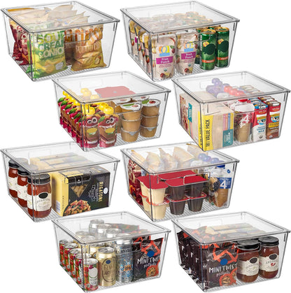 Plastic Storage Bins with Lids XL – Perfect Kitchen Organization or Pantry Storage – Fridge Organizer, Pantry Organization and Storage Bins, Cabinet Organizers
