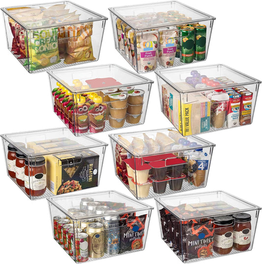 Plastic Storage Bins with Lids XL – Perfect Kitchen Organization or Pantry Storage – Fridge Organizer, Pantry Organization and Storage Bins, Cabinet Organizers