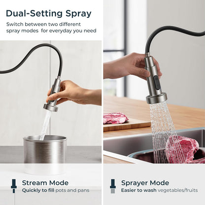 Touchless Kitchen Faucet with Soap Dispenser, Matte Black | Single Handle Stainless Steel, Smart Hands-Free Sink Faucet with Pull Down Sprayer for Camper Rv Bar, Motion Sensor Activated