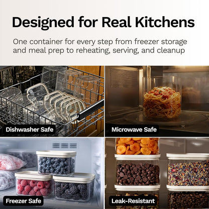 20-Piece Food Storage Containers with Lids – Stackable BPA-Free Borosilicate Glass Pantry Storage Containers with Leak-Resistant Airtight Seal for Kitchen & Pantry Organization