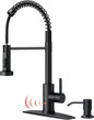 Touchless Kitchen Faucet with Soap Dispenser, Matte Black | Single Handle Stainless Steel, Smart Hands-Free Sink Faucet with Pull Down Sprayer for Camper Rv Bar, Motion Sensor Activated
